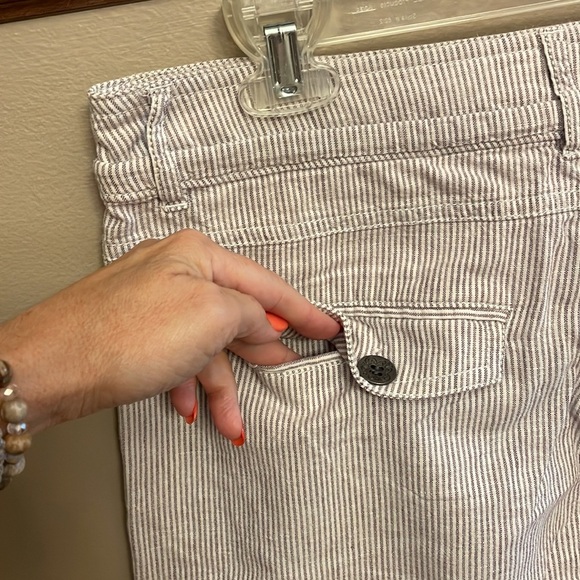 Dalia Collection modern fit mini skirt linen cotton blend striped draw string 6 - Picture 4 of 11